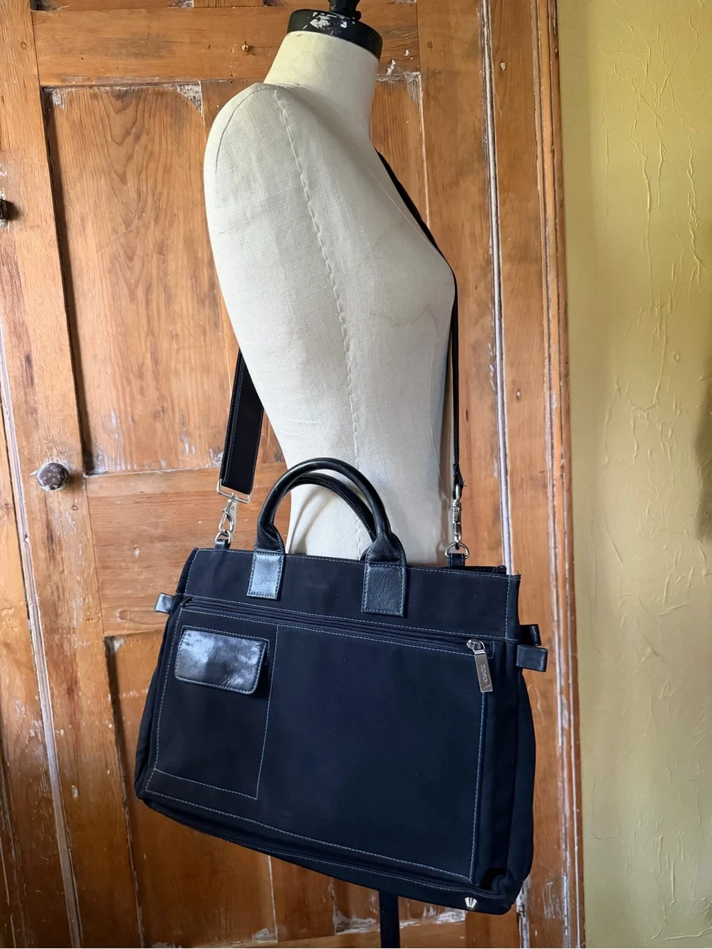 HOBO Black Nylon Laptop Bag with Adjustable Shoulder Strap